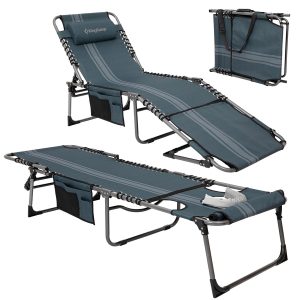 KingCamp MAGNOLIA B10 Backpack Chaise Lounge 5-Position Adjustable Recliner with Face Hole